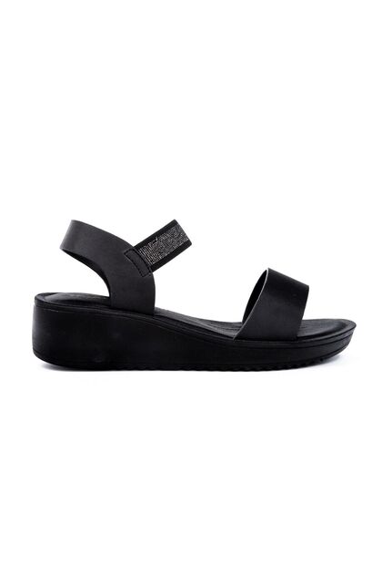Embellished Elastic Strap Wedge Sandals