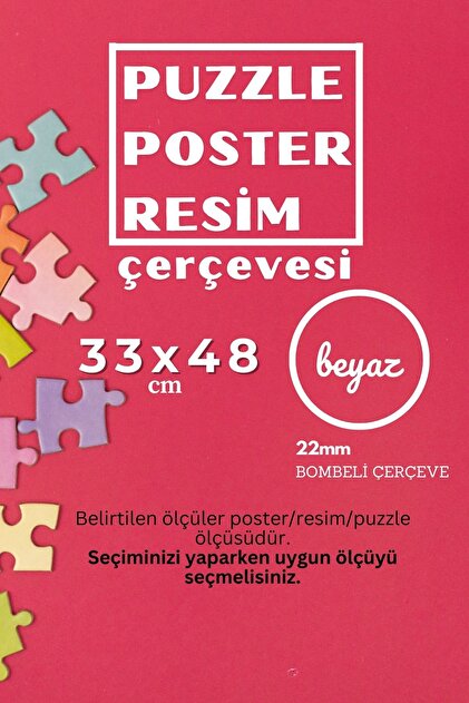 AtlasSG 22lik BEYAZ Puzzle 500 Poster Resim Çerçevesi PVCli