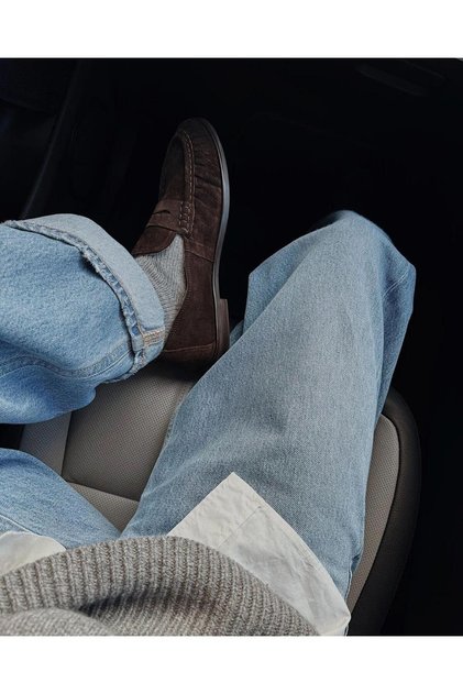 Kadın Büzgülü Gerçek Deri Oxford Loafer Günlük Ayakkabı Acıkahve
