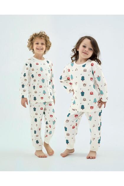8919 Teddy Bear 100% Cotton Unisex Children's Pajama Set with Elasticated Legs
