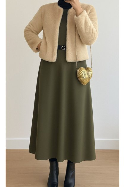Puff Scuba Fabric Zippered Hijab Skirt
