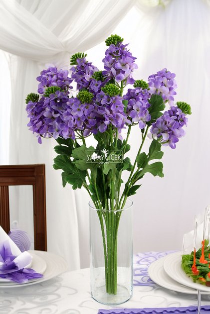 Yapay 3lü Sümbül Dalı 80 cm Mor