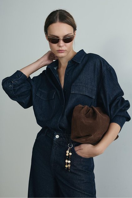 Μπλε 88 oversized Τζιν πουκάμισο