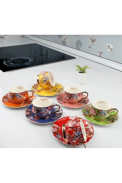 ESTERHOMEDECOR porcelain coffee cup set for 6 people