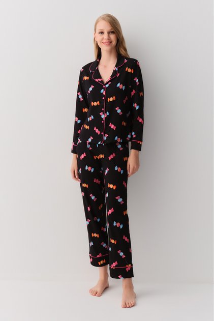 Candy Shirt Collar Pajama Set