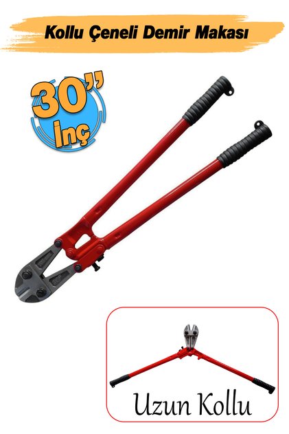 (30'') 750 mm Kollu Çeneli Demir Kesme Makası Çubuk İnşaat Demiri Teli Metal Kesim Makası CR-V