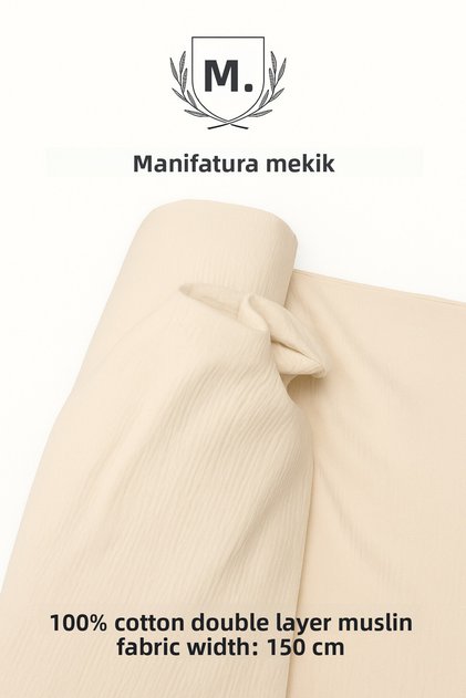 100% Cotton Double Layer Muslin Fabric – Width 150 cm – Decorative and Clothing Fabric