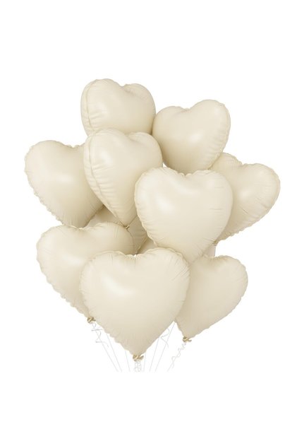 Heart Foil Balloons 4 Pieces Beige Cream Coffee Colors 45cm