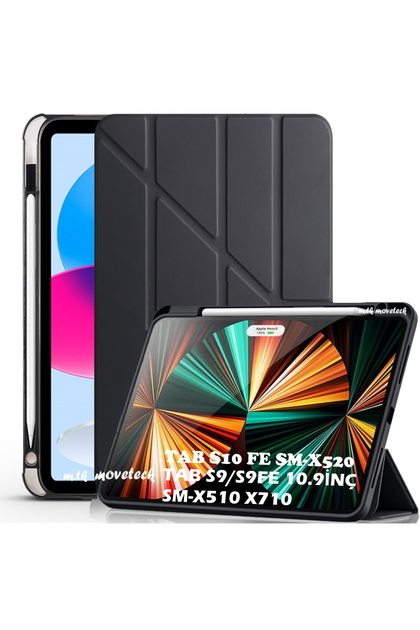 Galaxy Tab S9 Fe/s10 Fe/S10 Lite 10.9 Kılıf Kalem Bölmeli Katlanır Standlı Yumuşak Silikon (UYUMLU)