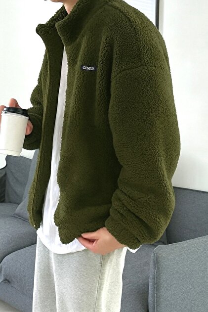 GENIUS STORE Oversize Peluş Sweatshirt Erkek Polar Sweatshirt