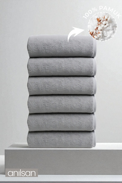 Set de 6 prosoape de mână gri - 50x90 cm, 225 gr, 100% bumbac, prosoape pentru spa și hotel