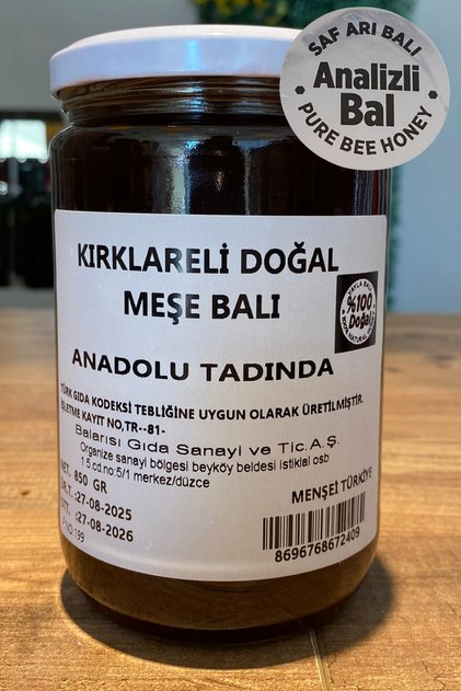 Kırklareli Doğal Meşe Balı 850 gr – Katkısız | Yöresel Şifa