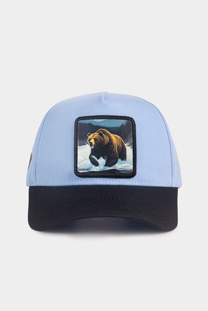Black-Ice Blue Baseball Cap with Bear Logo
