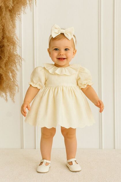 infant cream dress Olive Baby blessing day Libby Lace Baby Dress 