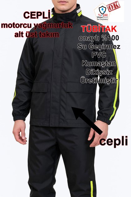 Biker Raincoat Suit (with Pocket) Waterproof Extra Flexible, Sturdy and Lightweight Pvc Fabric, Courier Raincoat