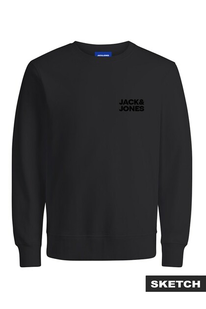 Jack & Jones Erkek Siyah Jorlogo Sweat Crew Neck Tr Ss25