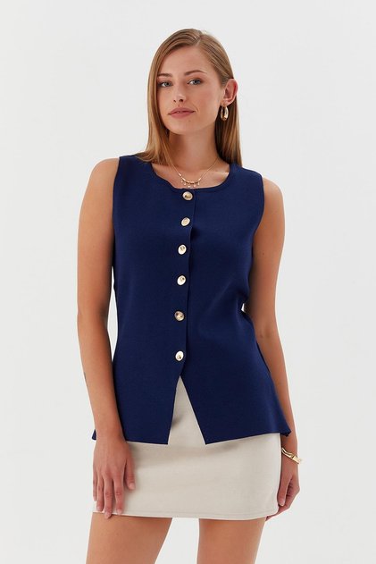 Crew Neck Vest Blouse Laci