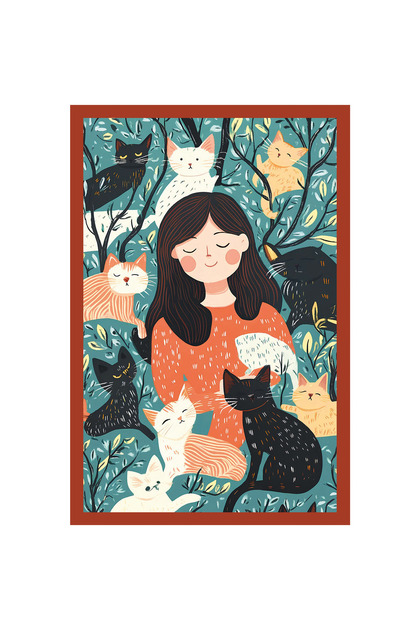 Cute Cat Themed Decorative Design Card – Gift Note Card and Postcard | 10X15Cm