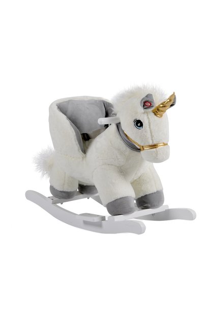 Balansoar din plus pentru copii cu spatar si sunete, Moon Unicorn, Gri