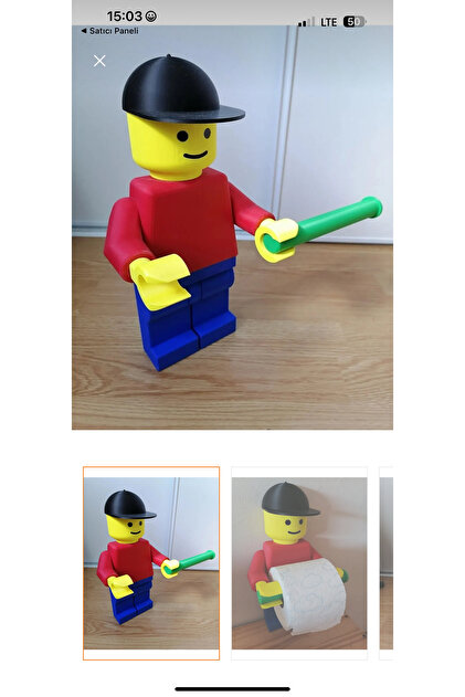 BamBam Sanat 3d Tuvalet Kağıtlığı Birck Men Lego Men Bloks Wc