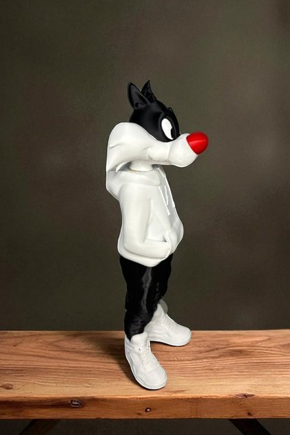 25 CM 3D baskı Sylvester figürü, Looney Tunes figür, çizgi film figürü