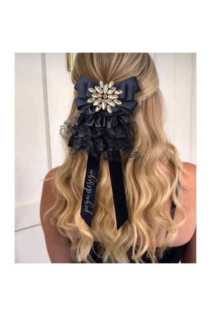 Black shine series special design crystal stone hair clip, school, business, office accessory