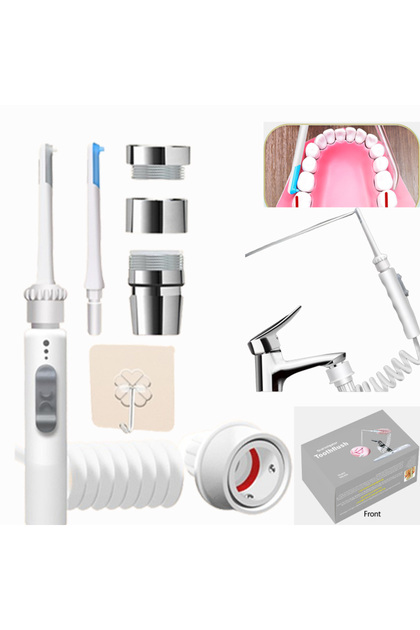 WHITE New Faucet Oral Irrigator Portable Teeth Cleaner Dental Water Flosser Pressure Adjustable Wate