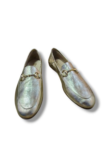 Genuine Leather Gold Buckle Loafer