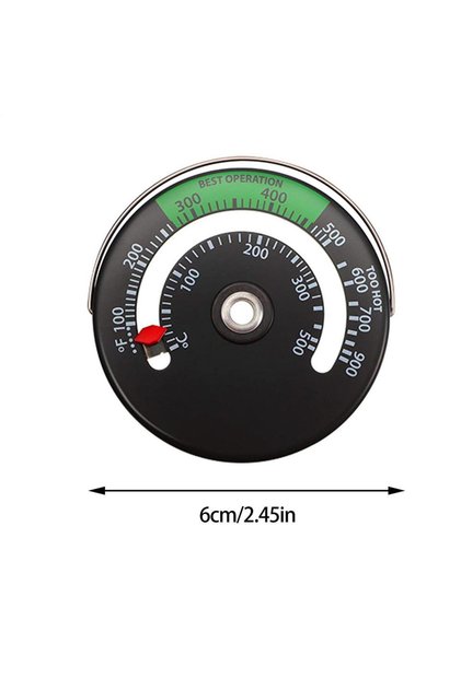 Black Magnetic Stove Pipe Thermometer Magnetic Fire Stove Pipe Thermometer Meter Stove Thermometer T
