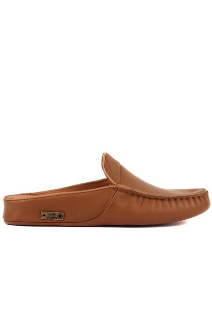 - Tobacco Color Leather House Slippers 110-547-X