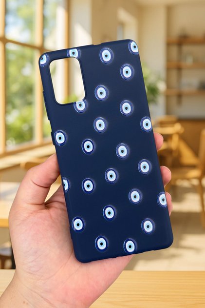 Samsung Galaxy A51 Compatible Evil Eye Bead Patterned Silicone Shock-Absorbing Classic Protective Rubber Case