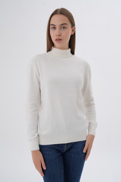 Women's 100% Organic Cotton Short Turtleneck Knitwear Sweater Knitted Blouse K-6103