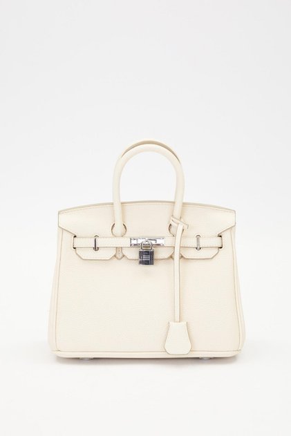 Cream Lock Closure Detailed Handbag