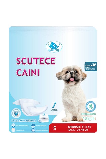 scutece pentru cățele de talie mică (S, 30-48 cm) 12 bucăți
