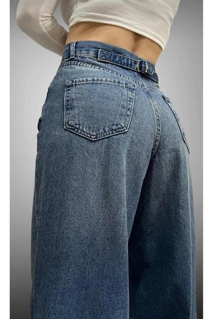 2025 Women's Buckle-Detail Baggy///New Season///Retrievable/Adjustable///High Waist//Jeans