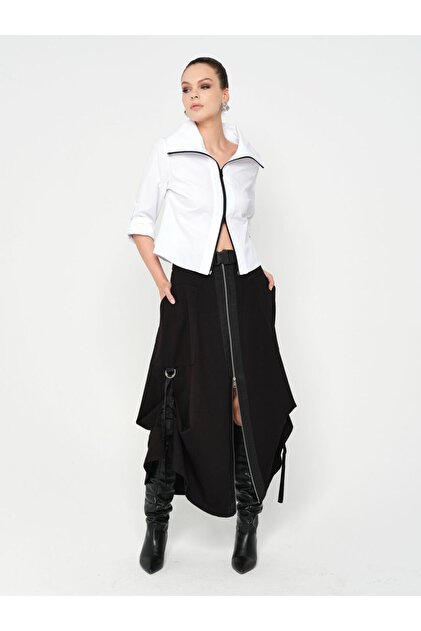 Zippered, Designer, Side Gathered Skirt