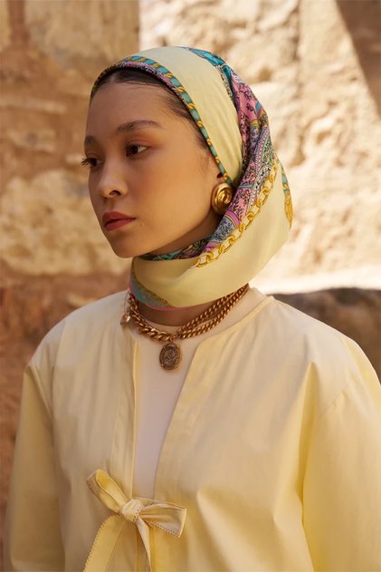 Glaze Chain Pattern Scarf - Pink