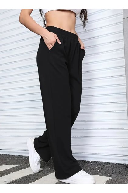 Summer Women's Black Baggy Loose Fit Stretchy Comfortable Fabric Sweatpants