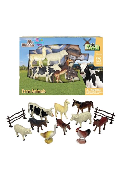 Brother Toys Kutulu 12 Parça Çiftlik Hayvanlar Seti İnek, Tavuk