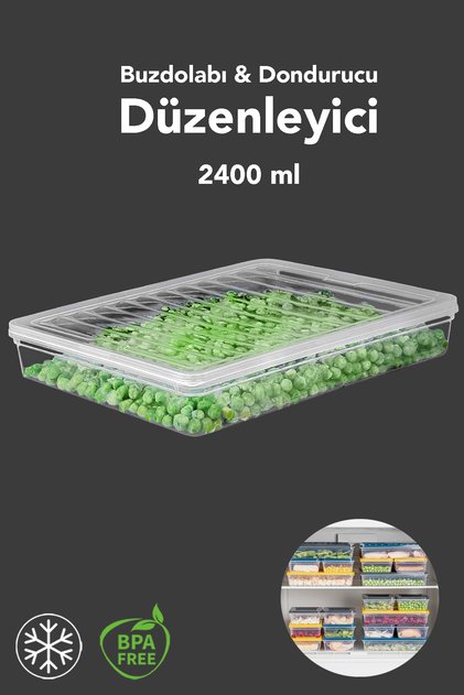 1 Piece Microwave Compatible Storage Container - Organizer Food Storage Container 2400 ml Transparent