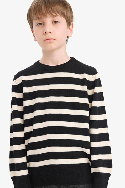 Crew Neck Striped Knitwear Sweater for Boys F0960A825Wn