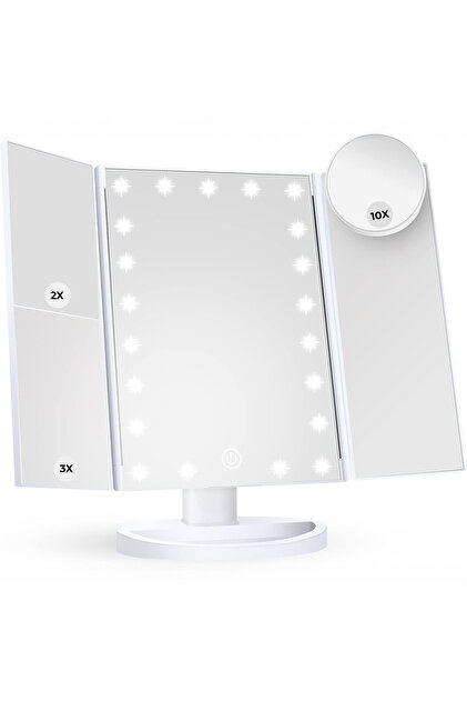 Oglindă cosmetică ® cu iluminare LED, mărire 2X, 3X, 10X, control tactil, albă