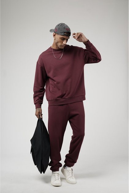 Crew Neck Oversize Fit Sweat Pants Top and Bottom Set
