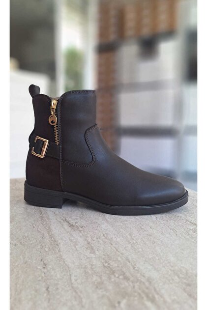 Marel Short Heel Women's Boots Side Zipper P305-Black