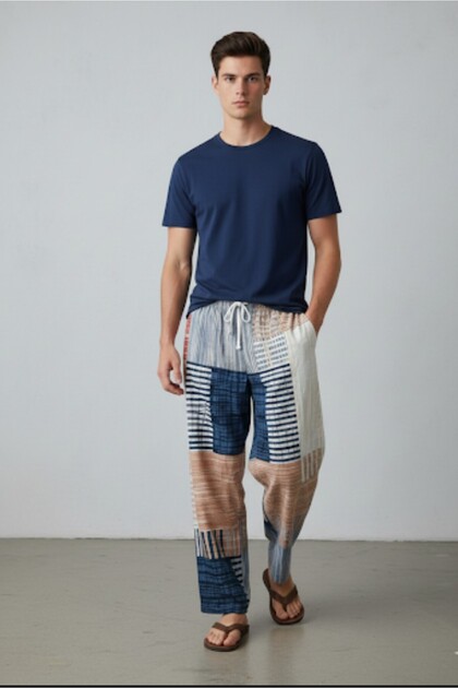 Men's Comfortable Pants with Elastic Waist and Pockets