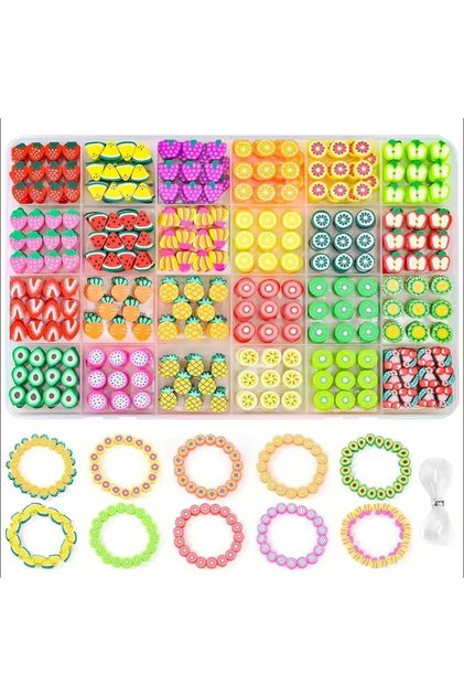 Fruit Concept 240 Pieces Boxed Giant Fruit Fimo Phone Accessory Bracelet Necklace Making Set
