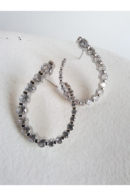 Silver Color Zircon Stone Earrings