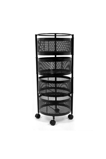 Rolling Storage Cart, Mobile Mesh Organiser with Wheels, White Metal Basket Tower for Kitchen