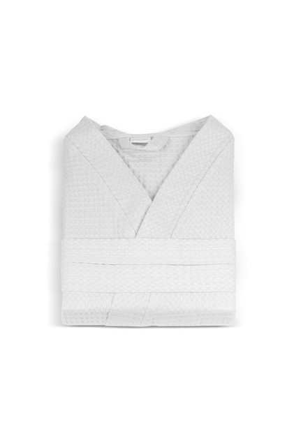 Hotel-Quality Unisex Cotton Waffle Bathrobe – Quick-Dry Robe with Belt & Pockets, Free Size – White