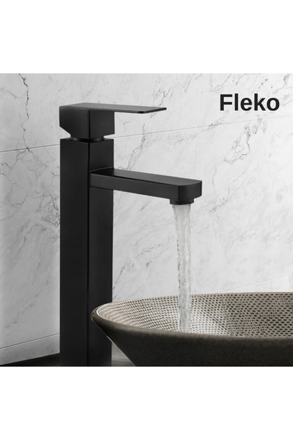 Fleko Square Black Bowl Sink Faucet, High Sink Faucet Black